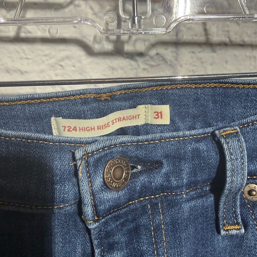 Women’s Levi’s 724 High Rise Straight Blue Jeans, Size 31 - Picture 5 of 7